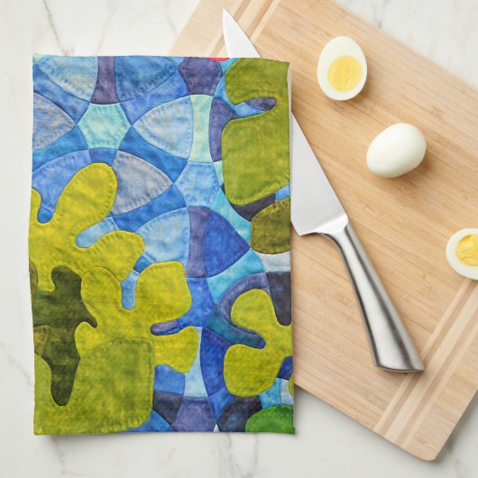 Abstract Quilt Pattern Theedoek (Quarter Fold)