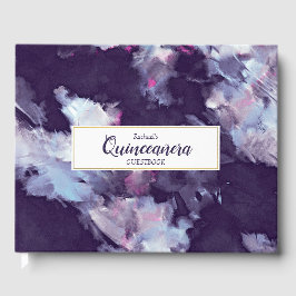 Abstract Quinceanera, Paars en goudkleurig Gastenboek