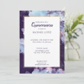 Abstract Quinceanera, Paars en goudkleurig Kaart (Staand voorkant)