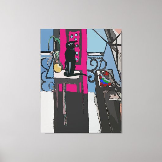 Abstract raam met zwarte kat canvas afdruk (Voorkant)
