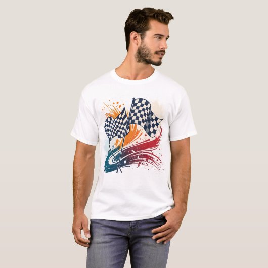 Abstract Racing Flags Logo-ontwerp T-shirt (Voorkant volledig)