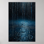 Abstract Rain Poster – Zilverblauwe muurkunst (Voorkant)