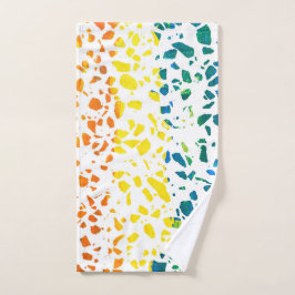 Abstract Rainboogpatroon van Terrazzo Mosaic Bad Handdoek