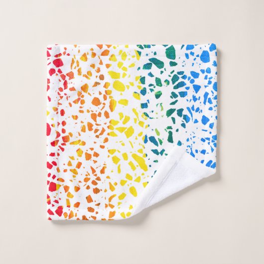 Abstract Rainboogpatroon van Terrazzo Mosaic Bad Handdoek (Wasdoekje)