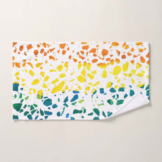 Abstract Rainboogpatroon van Terrazzo Mosaic Bad Handdoek (Handdoek)