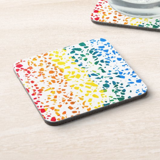 Abstract Rainboogpatroon van Terrazzo Mosaic Bier Onderzetter (Linkerzijde)