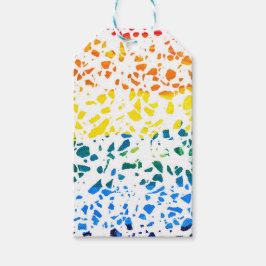 Abstract Rainboogpatroon van Terrazzo Mosaic Cadeaulabel