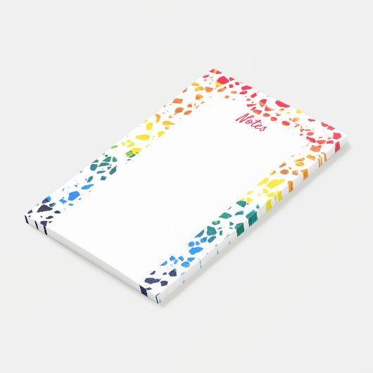 Abstract Rainboogpatroon van Terrazzo Mosaic Post-it® Notes (Schuin)