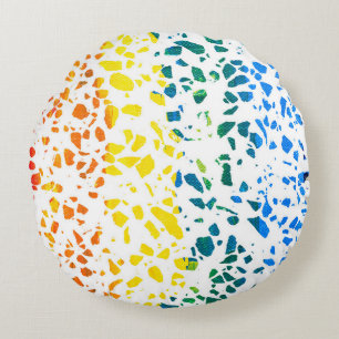 Abstract Rainboogpatroon van Terrazzo Mosaic Rond Kussen