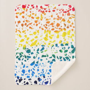 Abstract Rainboogpatroon van Terrazzo Mosaic Sherpa Deken