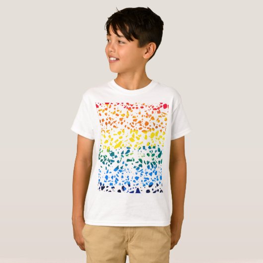 Abstract Rainboogpatroon van Terrazzo Mosaic T-shirt (Voorkant volledig)