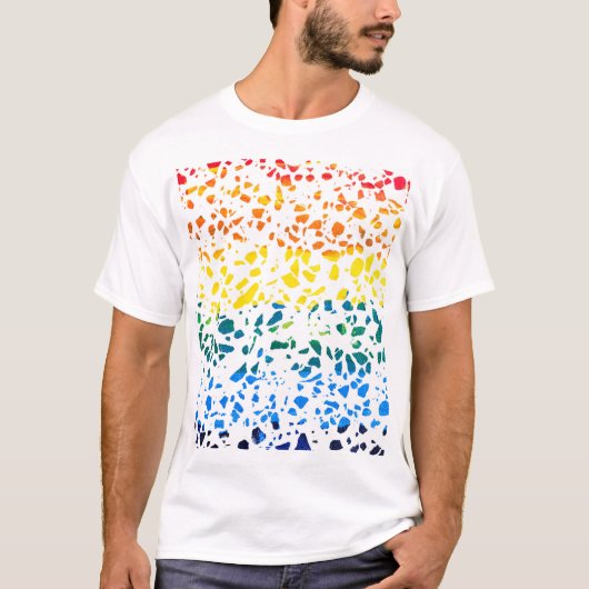 Abstract Rainboogpatroon van Terrazzo Mosaic T-shirt (Voorkant)