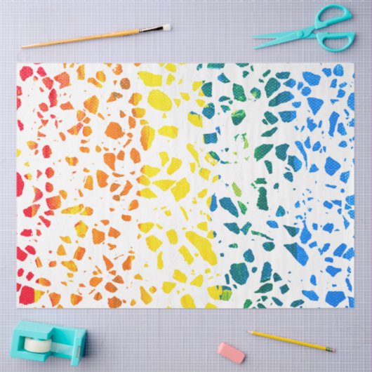 Abstract Rainboogpatroon van Terrazzo Mosaic Tissuepapier (Craft)