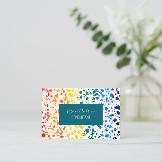 Abstract Rainboogpatroon van Terrazzo Mosaic Visitekaartje (Staand voorkant)