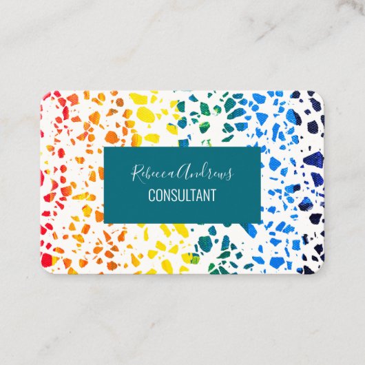 Abstract Rainboogpatroon van Terrazzo Mosaic Visitekaartje (Voorkant)