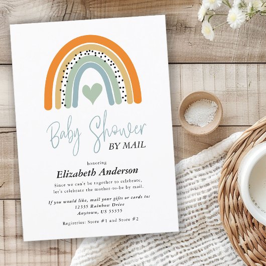 Abstract Rainbow Boy Baby shower per post Kaart