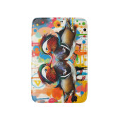 Abstract Rainbow Colorful Mandarin Ducks Couple Badmat (Voorkant Verticaal)