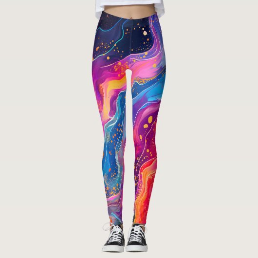 Abstract Rainbow Cosmic Splash Design Dames Leggings (Voorkant)