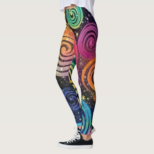 Abstract Rainbow Cosmic Splash Design Dames Leggings (Links)