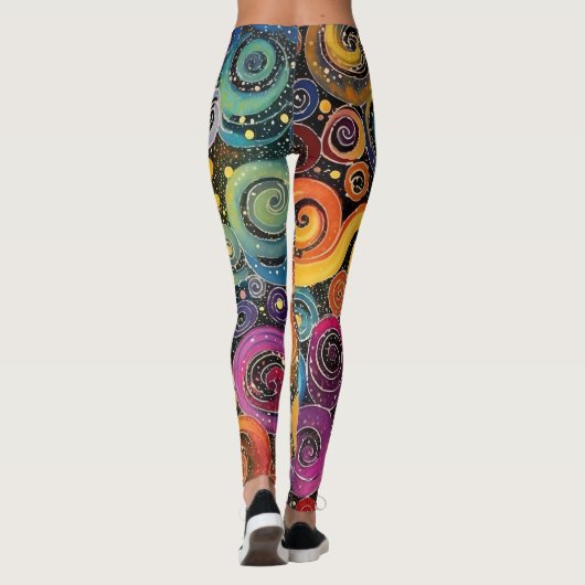 Abstract Rainbow Cosmic Swirl Design Dames Leggings (Achterkant)
