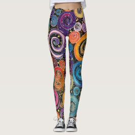 Abstract Rainbow Cosmic Swirl Design Dames Leggings