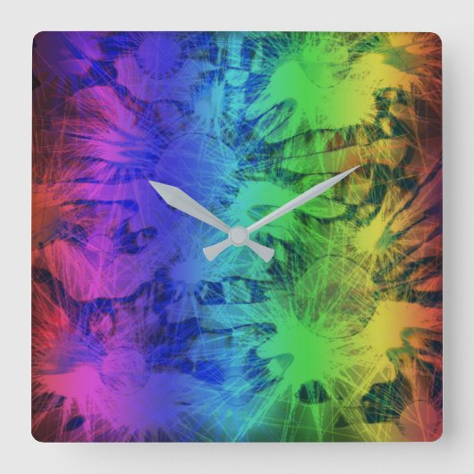Abstract Rainbow Meadow Design Vierkante Klok (Voorkant)