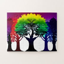 Abstract Rainbow Spectrum van Herfst Trees Collage