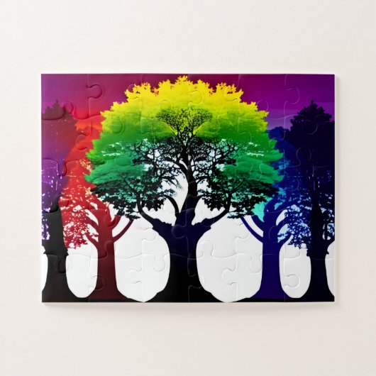 Abstract Rainbow Spectrum van Herfst Trees Collage Legpuzzel (Horizontaal)