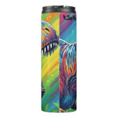 Abstract Rainbow T-Rex Roaring Art Thermosbeker (Achterkant)