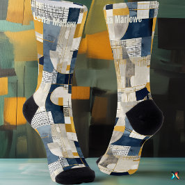 Abstract raster en cirkelpatroon moderne gewoonte sokken