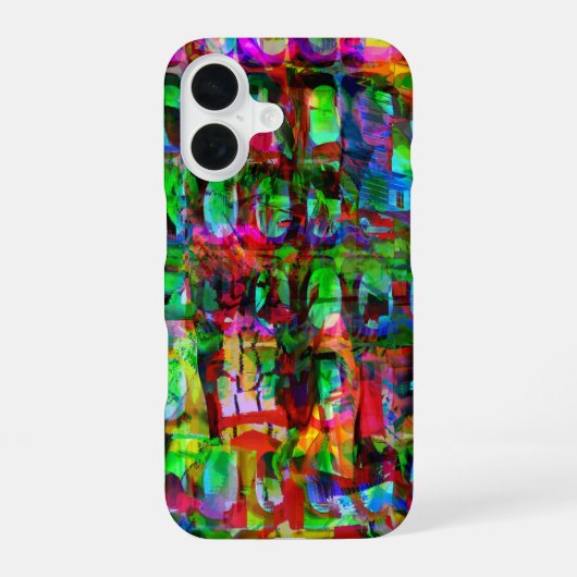 Abstract raster, modulair, gesynchroniseerd grafis iPhone 16 hoesje (Achterkant)