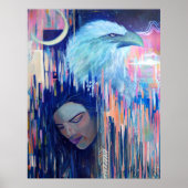 Abstract Realisme Eagle & Vrouwenportretschilderij Poster (Voorkant)
