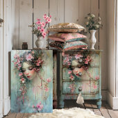 Abstract Realisme Vrouw Gezicht & Kersenbloesems Tissuepapier