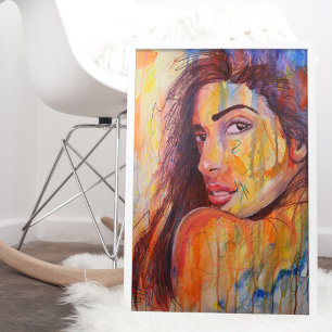 Abstract Realisme Vrouw Portret Street Art Print