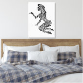 Abstract Rearing Horse Art | Modern Black & White  Canvas Afdruk (Insitu (Slaapkamer))