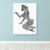 Abstract Rearing Horse Art | Modern Black & White  Canvas Afdruk (Insitu (Houten vloer))