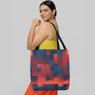 Abstract rechthoekig geometrisch patroon tote bag