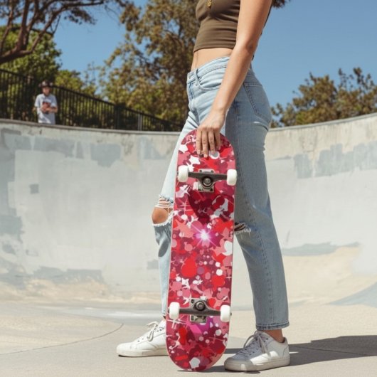 Abstract Red and Pink Geometric Graphic Persoonlijk Skateboard