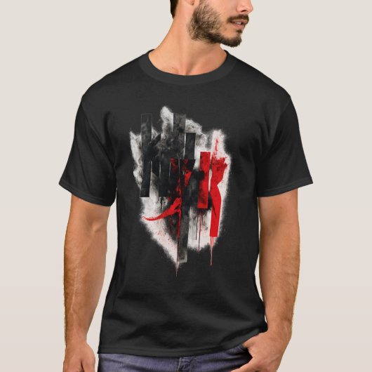 Abstract Red & Black Grunge Typography  T-shirt (Voorkant)