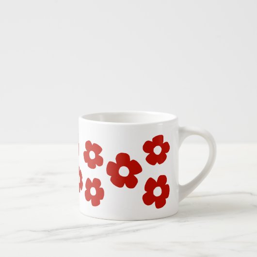 Abstract Red Flower Pattern Espresso Mug Espresso Kop (Rechts)