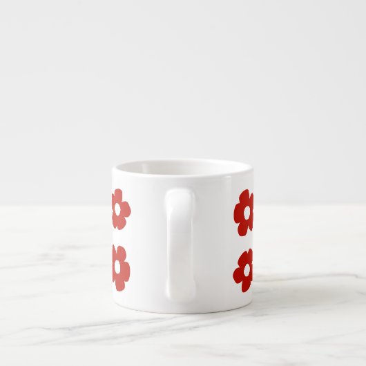 Abstract Red Flower Pattern Espresso Mug Kop (Achterkant)