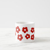 Abstract Red Flower Pattern Espresso Mug Kop (Voorkant)