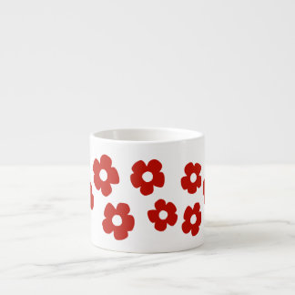 Abstract Red Flower Pattern Espresso Mug Kop