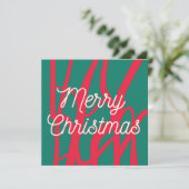 Abstract Red Green Personalized Merry Christmas Feestdagenkaart (Staand voorkant)