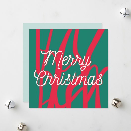 Abstract Red Green Personalized Merry Christmas Feestdagenkaart