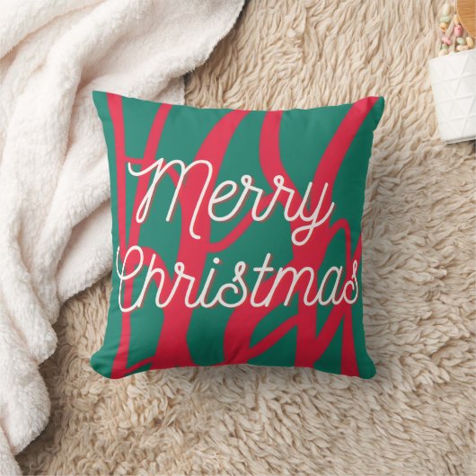 Abstract Red Green Personalized Merry Christmas Kussen (Deken)