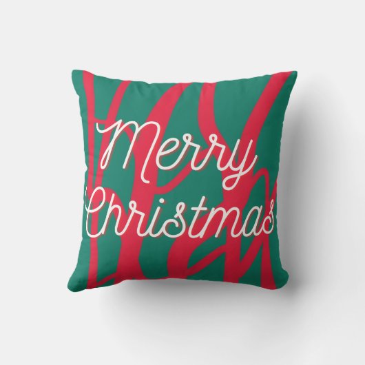 Abstract Red Green Personalized Merry Christmas Kussen (Achterkant)