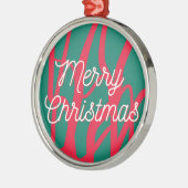 Abstract Red Green Personalized Merry Christmas Metalen Ornament (Links)