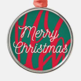 Abstract Red Green Personalized Merry Christmas Metalen Ornament