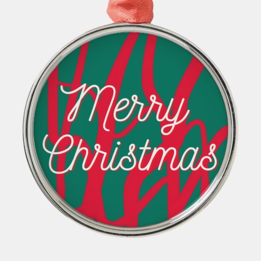 Abstract Red Green Personalized Merry Christmas Metalen Ornament (Voorkant)
